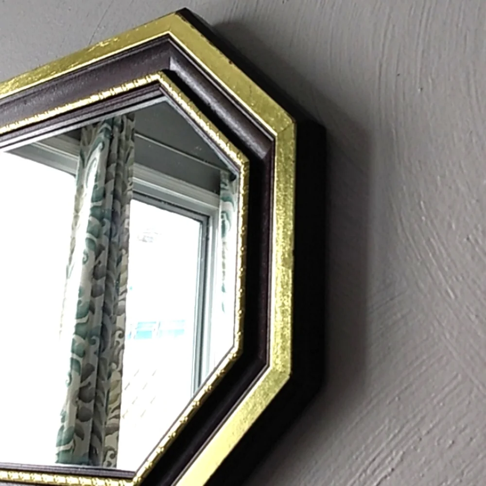 Home Interiors Octagon Mahogany gold accents mirror